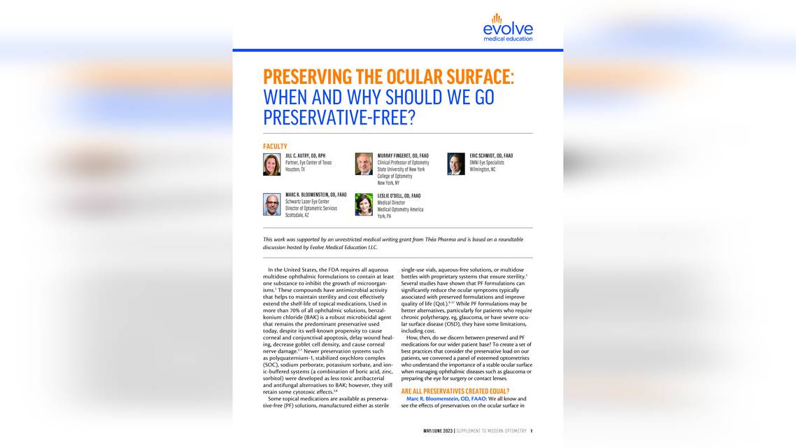 Preserving the Ocular Surface When and Why Should We Go PreservativeFree
