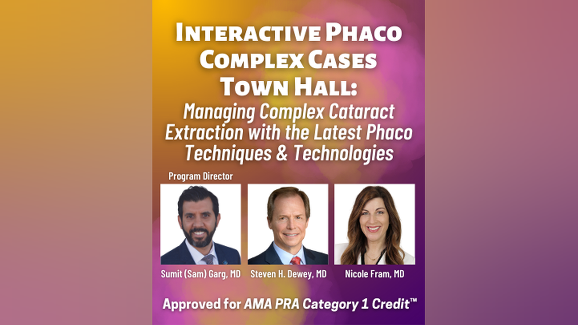Interactive Phaco Complex Cases Town Hall Managing Complex Cataract Extraction With the Latest Phaco Techniques Technologies